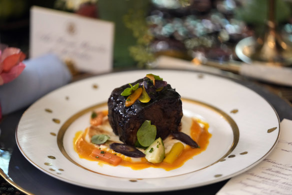 The main course of braised short ribs that will be served at the State Dinner.