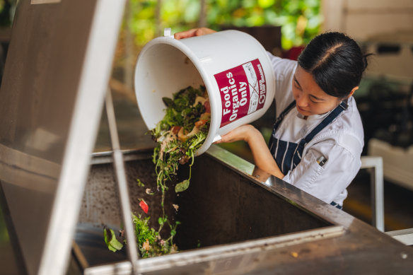Food waste is composted.
