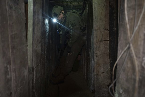 The tunnel is located near the destroyed homes and streets of the city, which became the focus of the Israeli ground attack. 