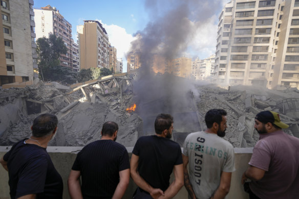 The site of an Israeli airstrike in Beirut on Wednesday, local time.