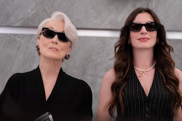 Miranda Priestly (Meryl Streep) and Andy Sachs (Anne Hathaway) in The Devil Wears Prada 2.