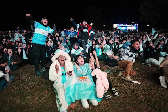 Fans celebrate in Buenos Aires.