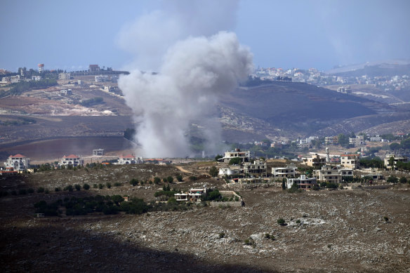 Israeli shelling on a village in the Nabatiyeh district after residents of southern Lebanon were told to immediately evacuate homes and other buildings where Hezbollah stores weapons. 