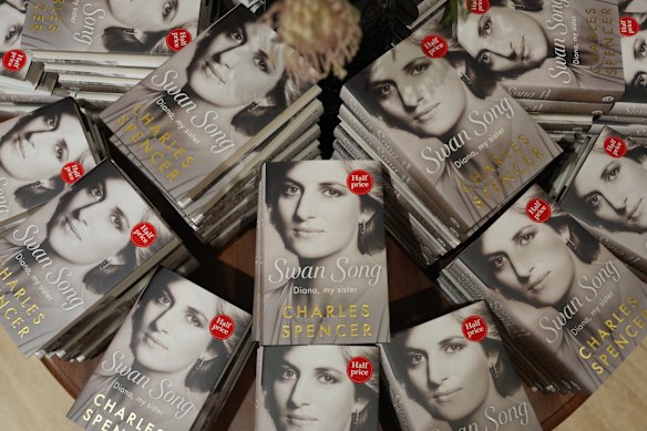 Copies of Earl Spencer’s new book on display in a London bookshop.