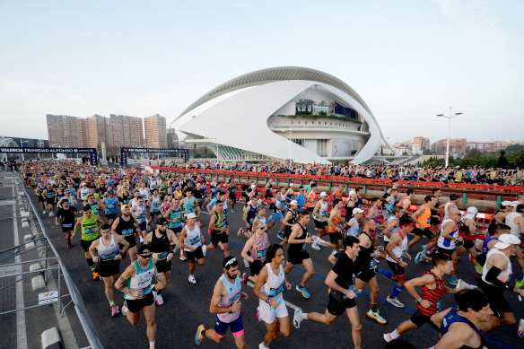 Runners in the Valencia Marathon.