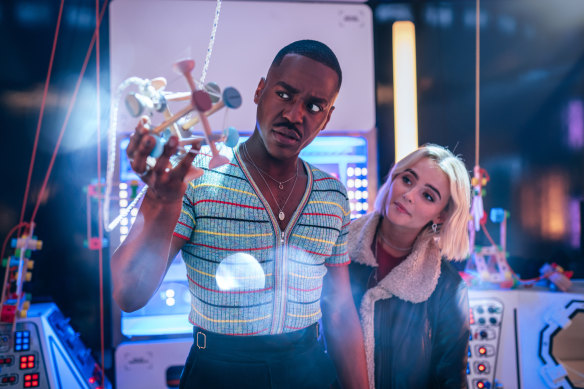 The Doctor (Ncuti Gatwa) and Ruby Sunday (Millie Gibson) step inside the new and improved Tardis in the new season of Doctor Who. 