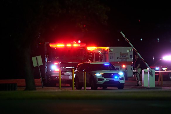Emergency vehicles arrive at Riverbend Maximum Security Institution after the execution of Christa Pike was halted.