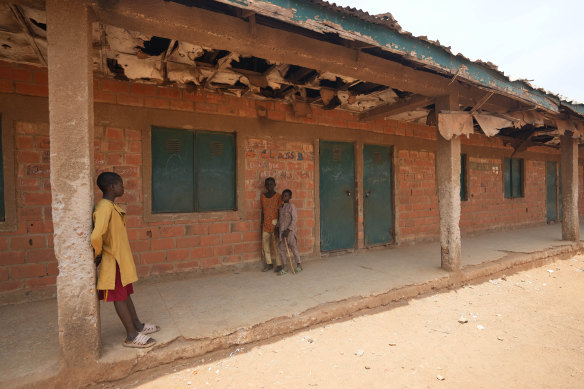Children play at the LEA Primary and Secondary School Kuriga where students were kidnapped.