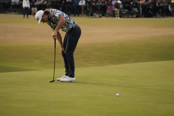 Cameron Smith after missing a putt on the 18th green.