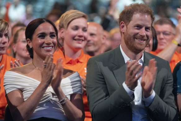 Prince Harry and Meghan, Duke and Duchess of Sussex, at the Invictus Games in 2022.