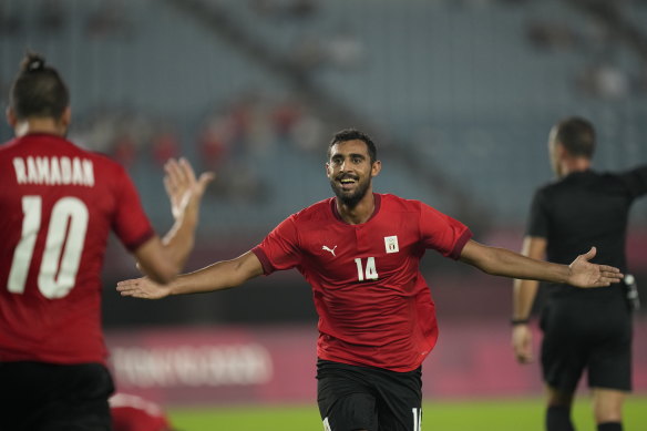 Ahmed Rayan celebrates his goal.
