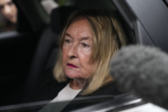 June Steenkamp, the mother of Reeva Steenkamp arrives at the Atteridgeville Prison for the parole hearing of Oscar Pistorius.