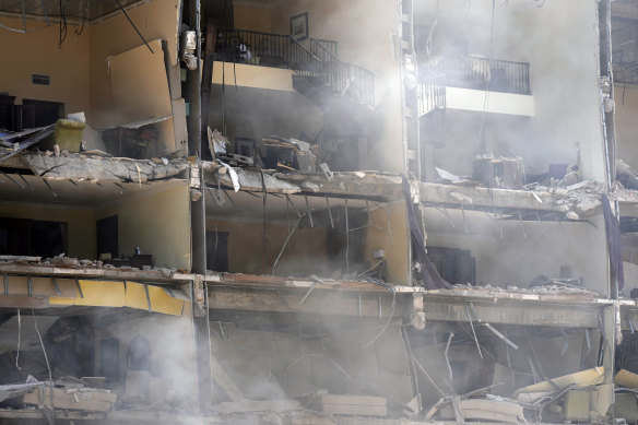 Rooms are exposed at the five-star Hotel Saratoga after a deadly explosion in Old Havana, Cuba.