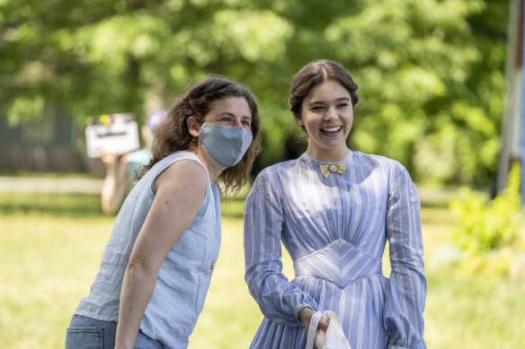 Steinfeld (right) with creator/showrunner Alena Smith on set during the show’s third season.