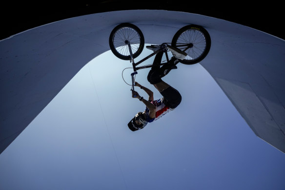 American BMX rider Chelsea Wolfe in a training session ahead of last year’s Tokyo Olympics.