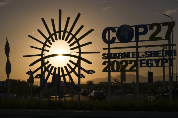 The sun sets at COP27 on Saturday.
