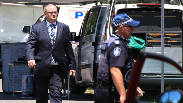 Detective Superintendent Tony Fleming at the scene of a murder investigation in Kuraby.
