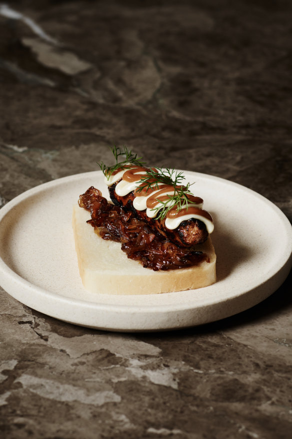 Duck sausage sanga.
