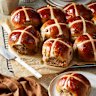 These soft, fluffy hot cross buns are dotted with juicy rehydrated dried fruit.