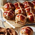 These soft, fluffy hot cross buns are dotted with juicy rehydrated dried fruit.