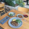 Steak with miso mushrooms and duchess potatoes.
