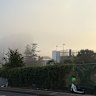 The fog over Highgate Hill in Brisbane.