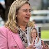 Former Queensland premier Annastacia Palaszczuk with her new book, The Politics of Being Me, at South Bank on Thursday.