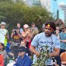 Derek Oram Sandy performing a welcome ceremony at a Save Victoria Park rally on Sunday.