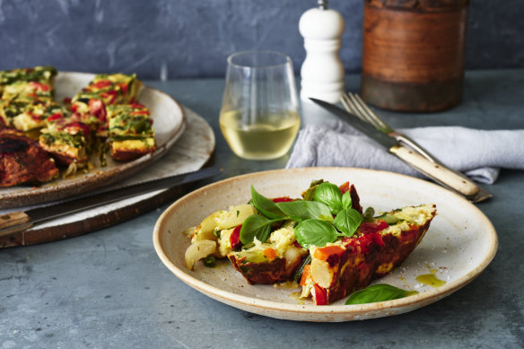 The more flavour the better: Adam Liaw’s frittata is packed full of vegetables.