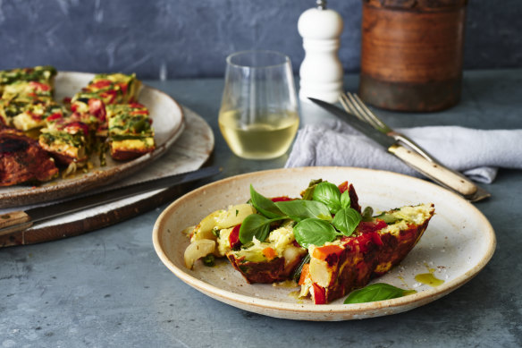 The more flavour the better: Adam Liaw’s frittata is packed full of vegetables.