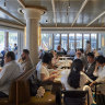 The dining room at Neil Perry’s Margaret, which has become a buzzing hub at the centre of Double Bay.