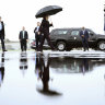 Vice President Kamala Harris boards Air Force Two as she departs from Ellington Airport in Houston.