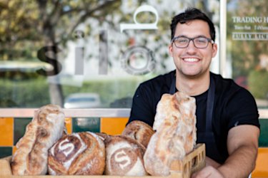 Silo Bakery manager Aidan Fallace with bread outside the Kingston bakery. At the end of 2018, bread was 7.9 per cent cheaper on average in Canberra than it was in mid-2011.