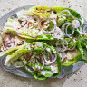 Cos salad with tahini and molasses.