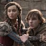 Nico Parker as Astrid and Mason Thames as Hiccup.