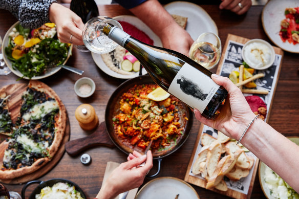 The share-friendly menu at Innocent Bystander in Healesville offers snacks, pizzas and paella.