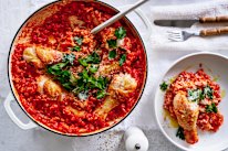 Adam Liaw’s baked chicken and tomato risotto.