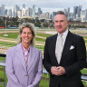 The Victoria Racing Club announced Kylie Rogers, pictured with VRC chairman Neil Wilson, as its new chief executive in June.