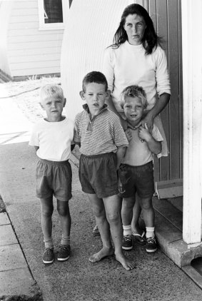 Carole Grimmer with her three sons, Stephen, Ricki and Paul, the day after Cheryl disappeared.