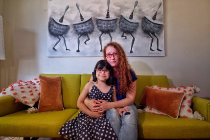 Ferdi Hepworth and her daughter Olive  in their home in Kingsville. 