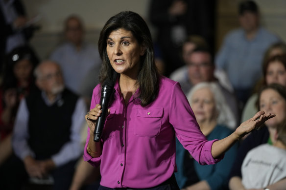 Republican presidential candidate Nikki Haley speaks during a town hall event in Iowa on May 17.