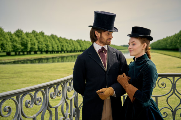 Frederick Trenchard (Benjamin Wainwright) and Clara Trenchard (Harriet Slater) in <i>Belgravia: The Next Chapter</i>.