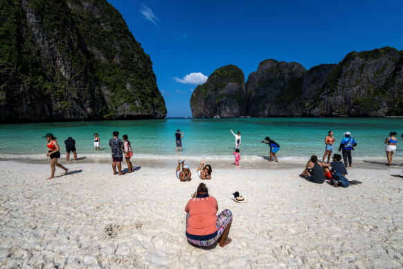 Tourists return to Maya Bay after a four-year absence.