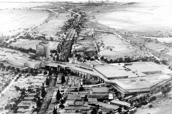 An artist’s impression of the Southland development, which includes a bridge across the Nepean Highway.
