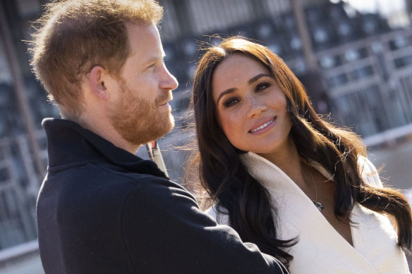 Prince Harry and Meghan Markle, Duke and Duchess of Sussex visit the track and field event at the Invictus Games in The Hague, Netherlands, Sunday, April 17, 2022.