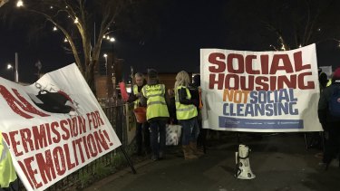 Protesters demonstrate against the Lendlease Haringey development in North London