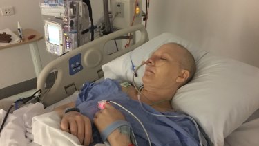 Caitlin Delaney in hospital in mid 2017 to receive treatment for ovarian cancer.