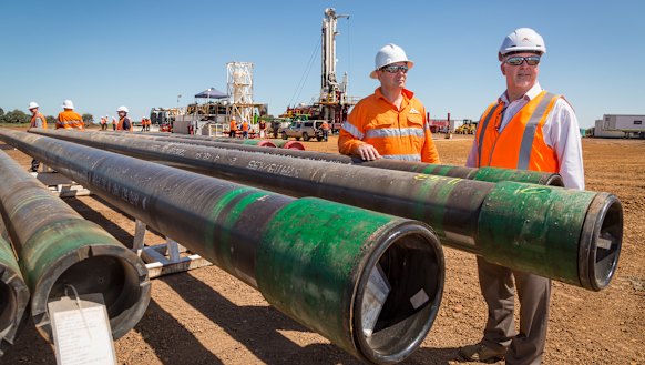 Comet Ridge chairman James McKay and managing director Tor McCaul. The announcement drove Comet Ridge’s share price to its highest trading point in eight years.