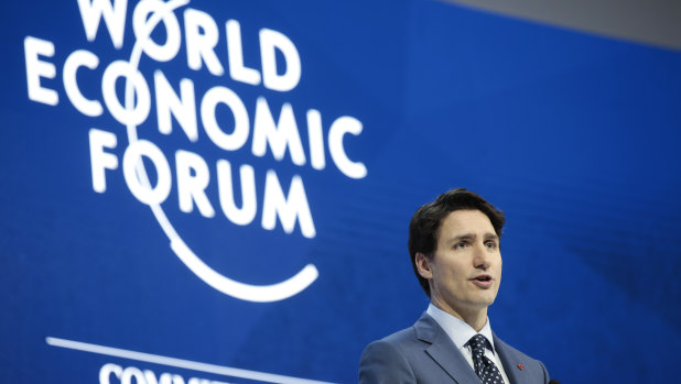 Canada's Prime Minister Justin Trudeau in Davos. 