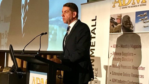 Queensland State Development Minister Cameron Dick addresses the Australian Defence Magazine Congress in Canberra.